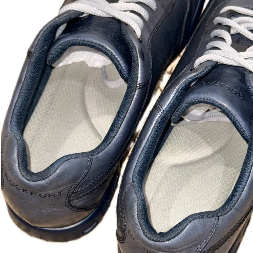 👟⚙️‎ ROCKPORT Leather Sneakers | Navy Blue Low-Top Travel Comfort | Men's Sz 10